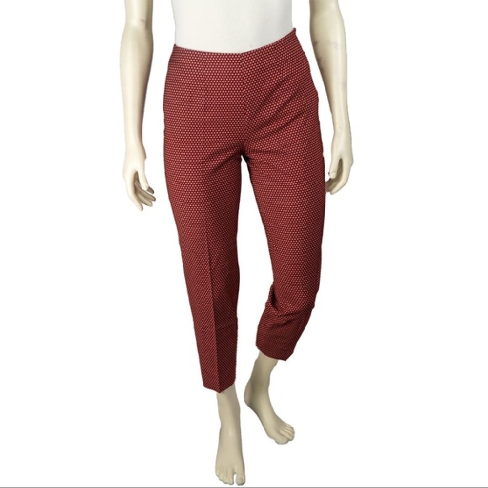 PIAZZA SEMPIONE Printed Straight Leg Pants, Maroon Size: S | US4, IT40